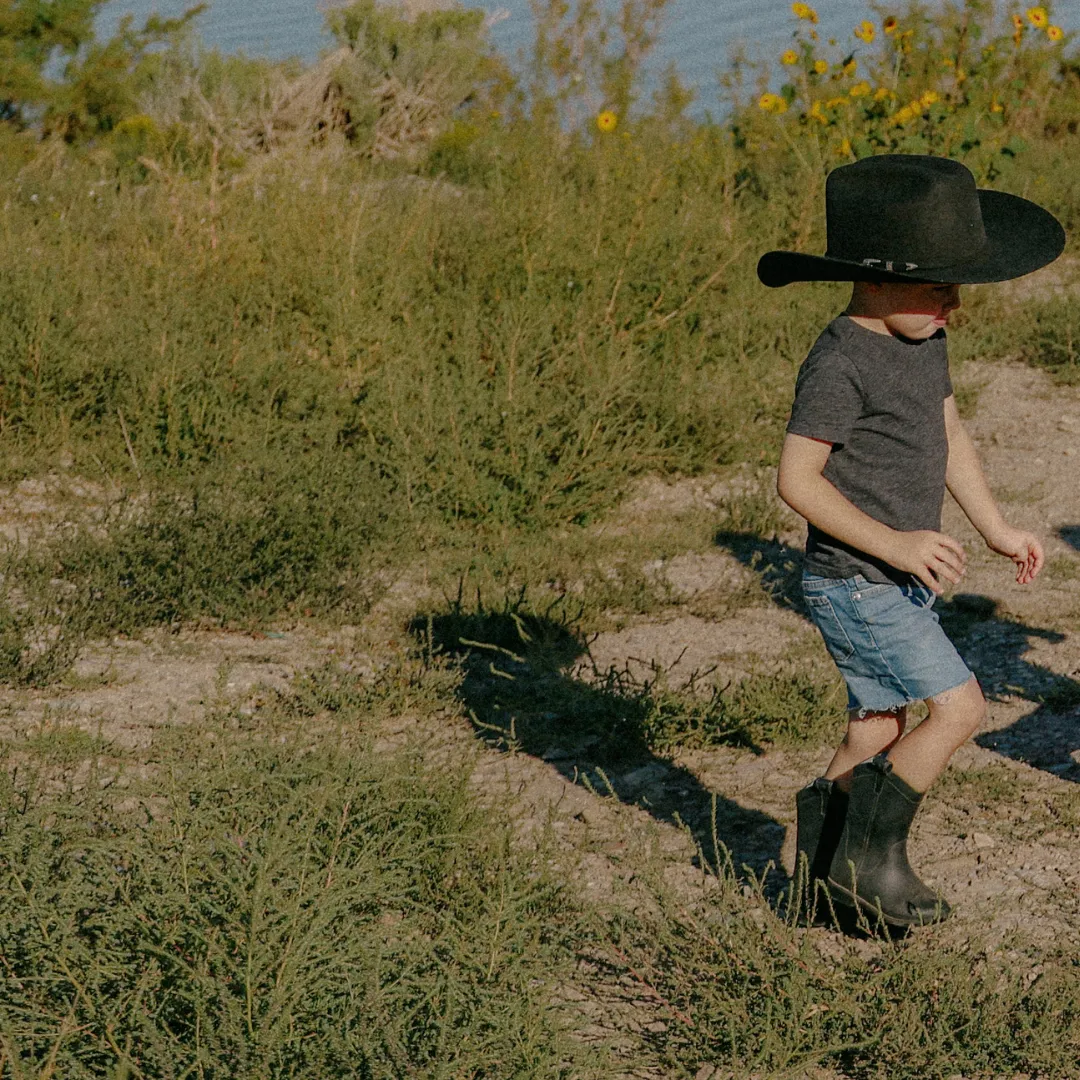 Midnight Black Kid's All Weather Rubber Cowboy Boots