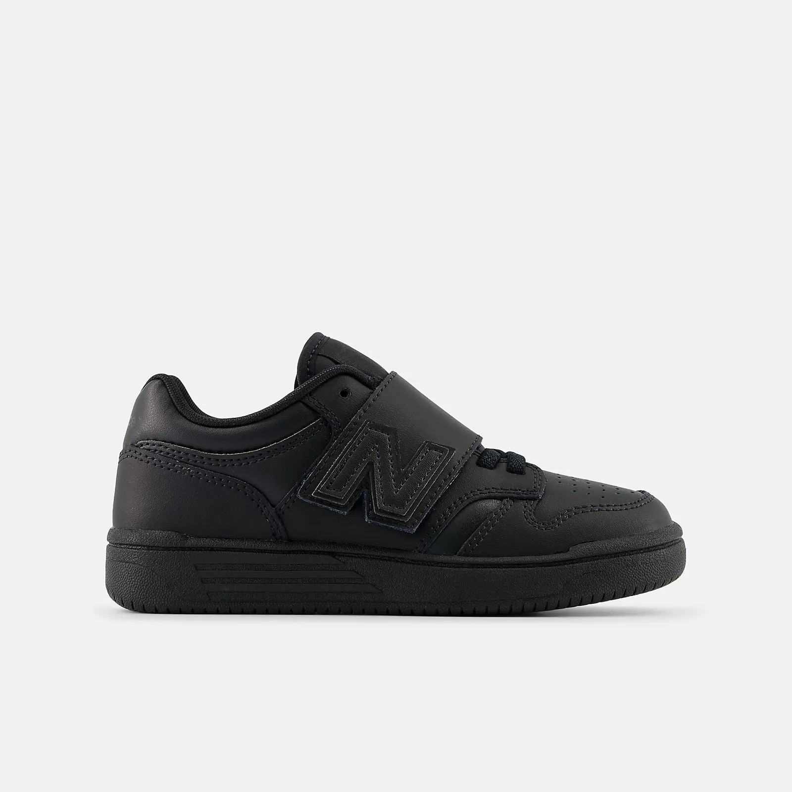 NEW BALANCE KID'S 480 VELCRO HOOK N'LOOP TRIPLE BLACK BASKETBALL SHOE