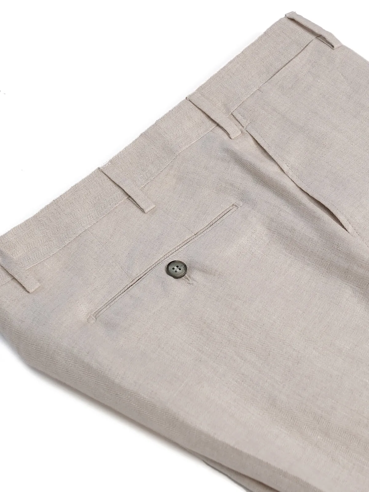 Noli Trouser - Buff Linen Chevron