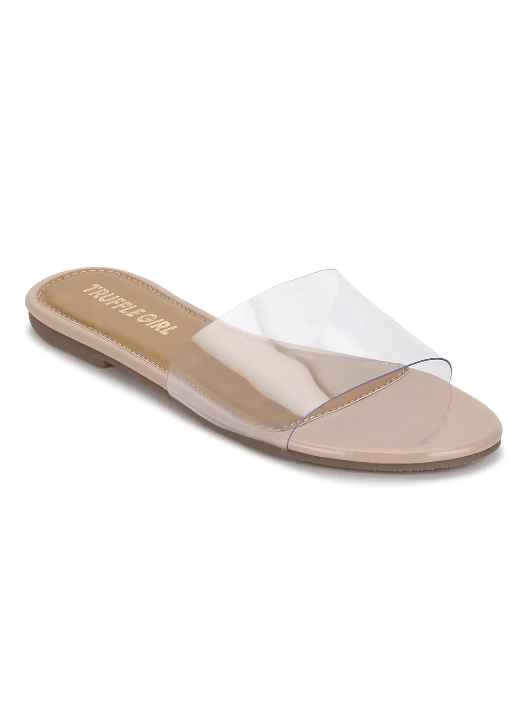 Nude PU Perspex Clear Flats