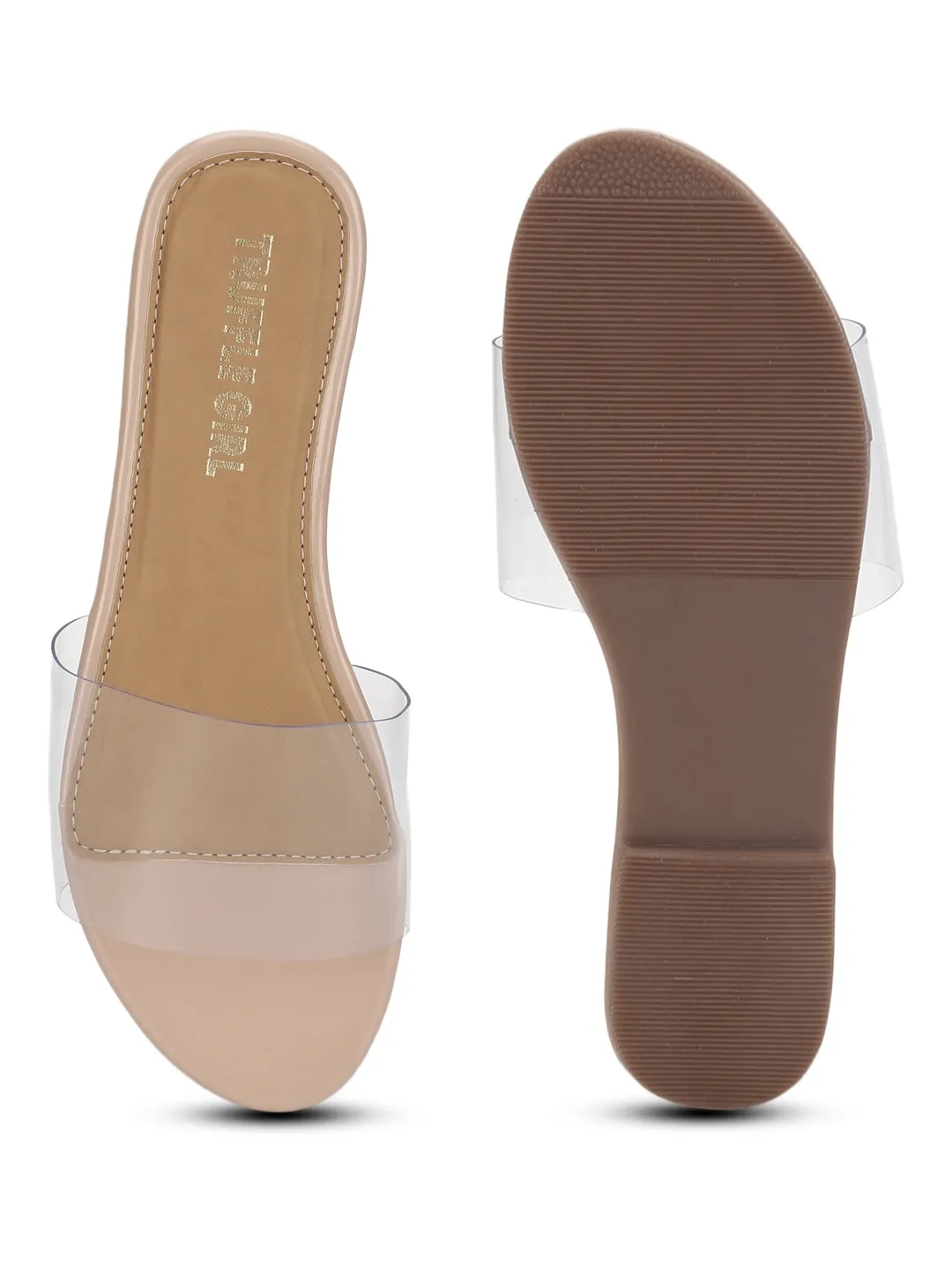 Nude PU Perspex Clear Flats