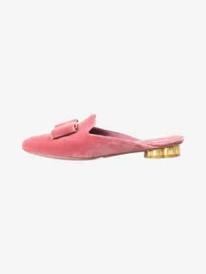 Pink suede slip on mules - size US 6.5