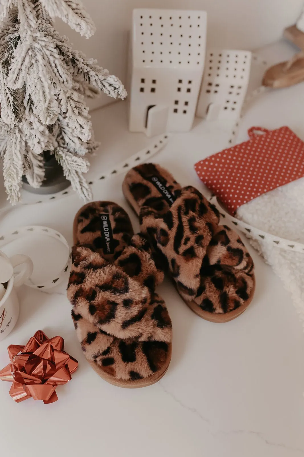 Plush Brown Leopard Slippers