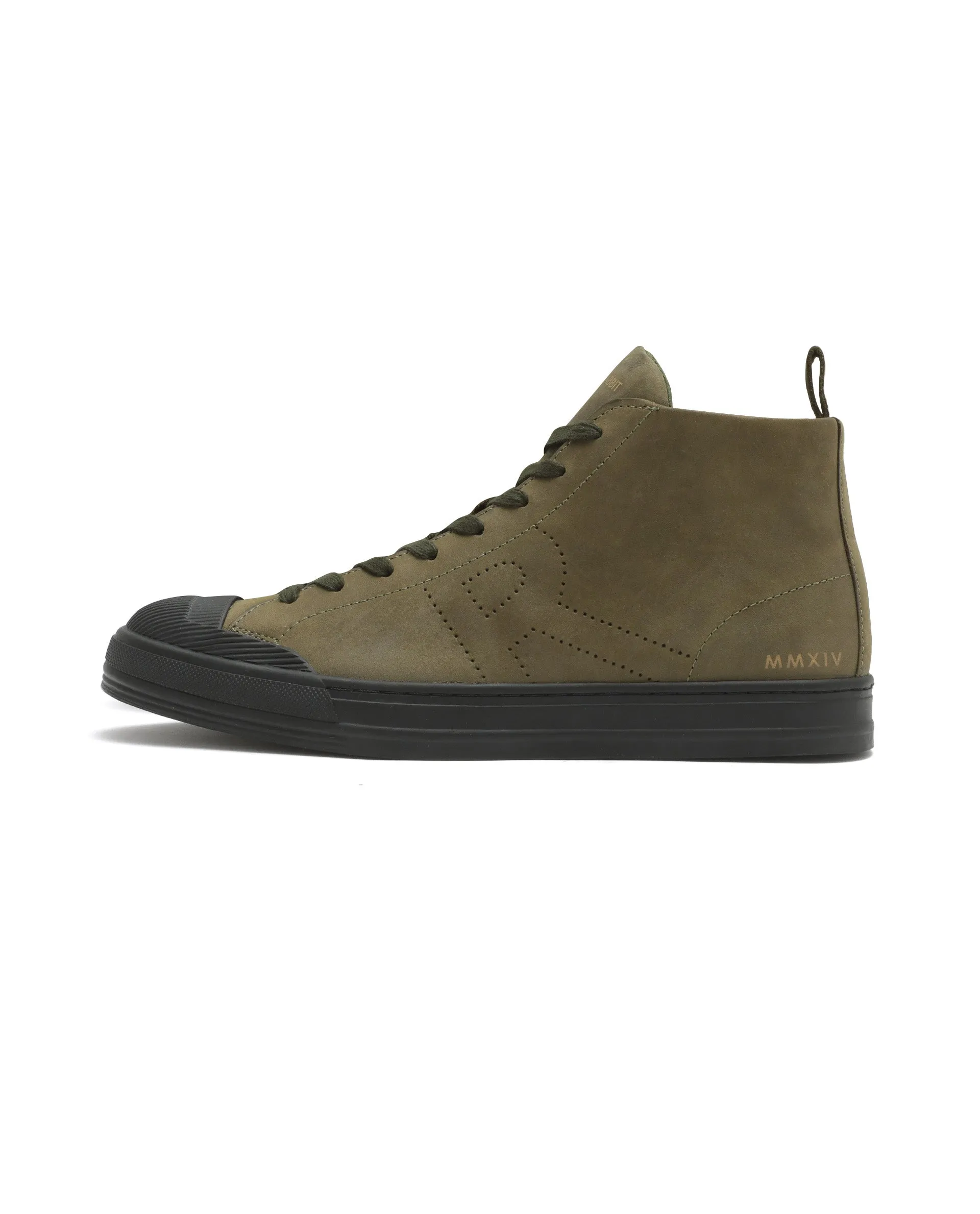 Rare Rabbit Men's Sauroil Hi Pro Military Green High-Top Lace Up Premium Oil Pull-Up Leather Sneaker