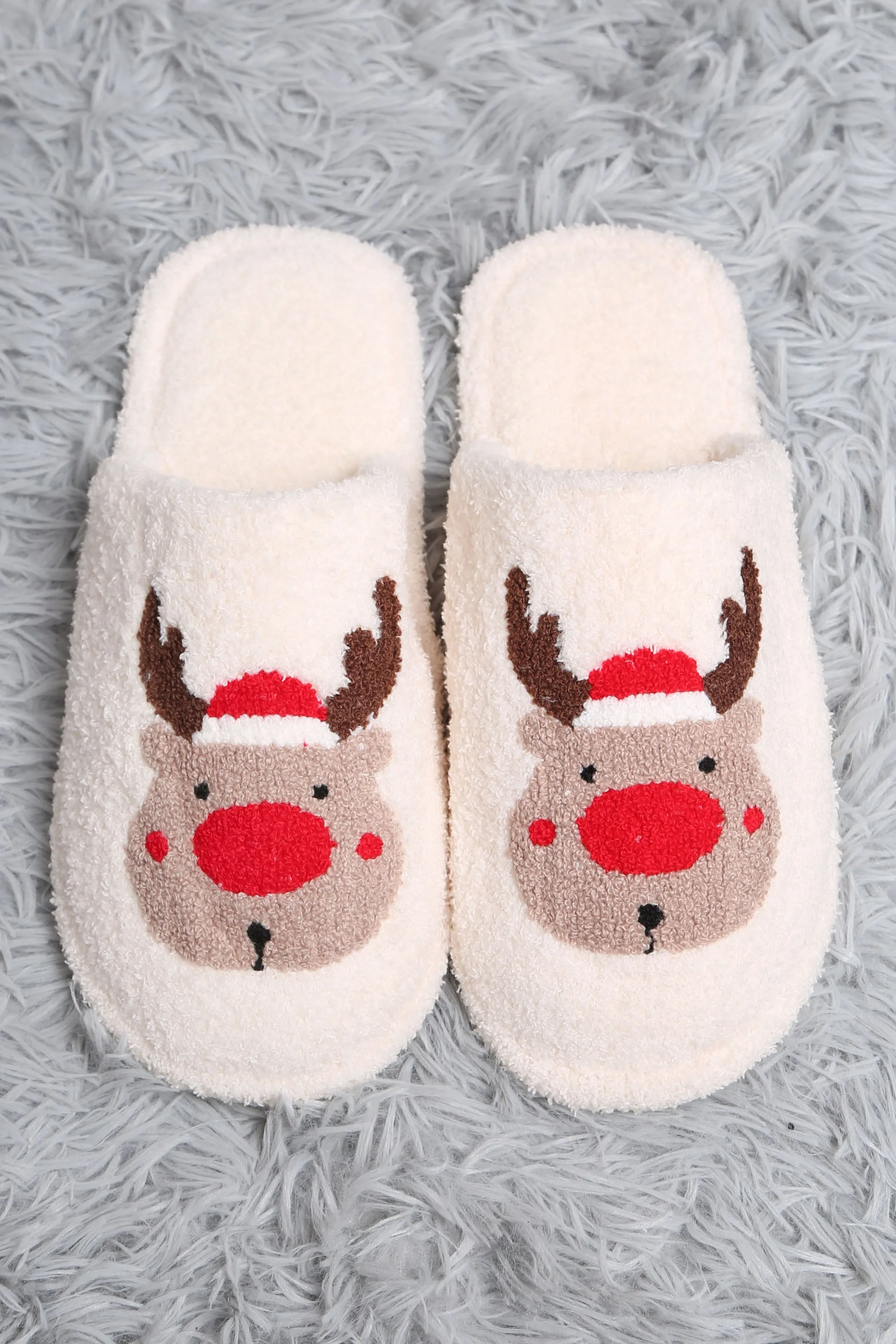 Reindeer Embroidered Slippers - Final Sale