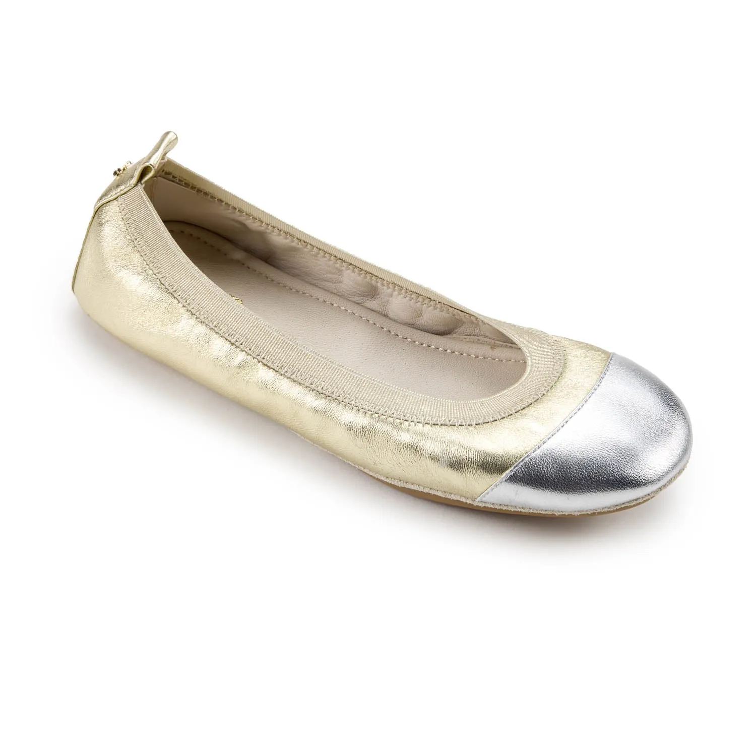 Samantha Foldable Ballet Flat in Gold & Silver