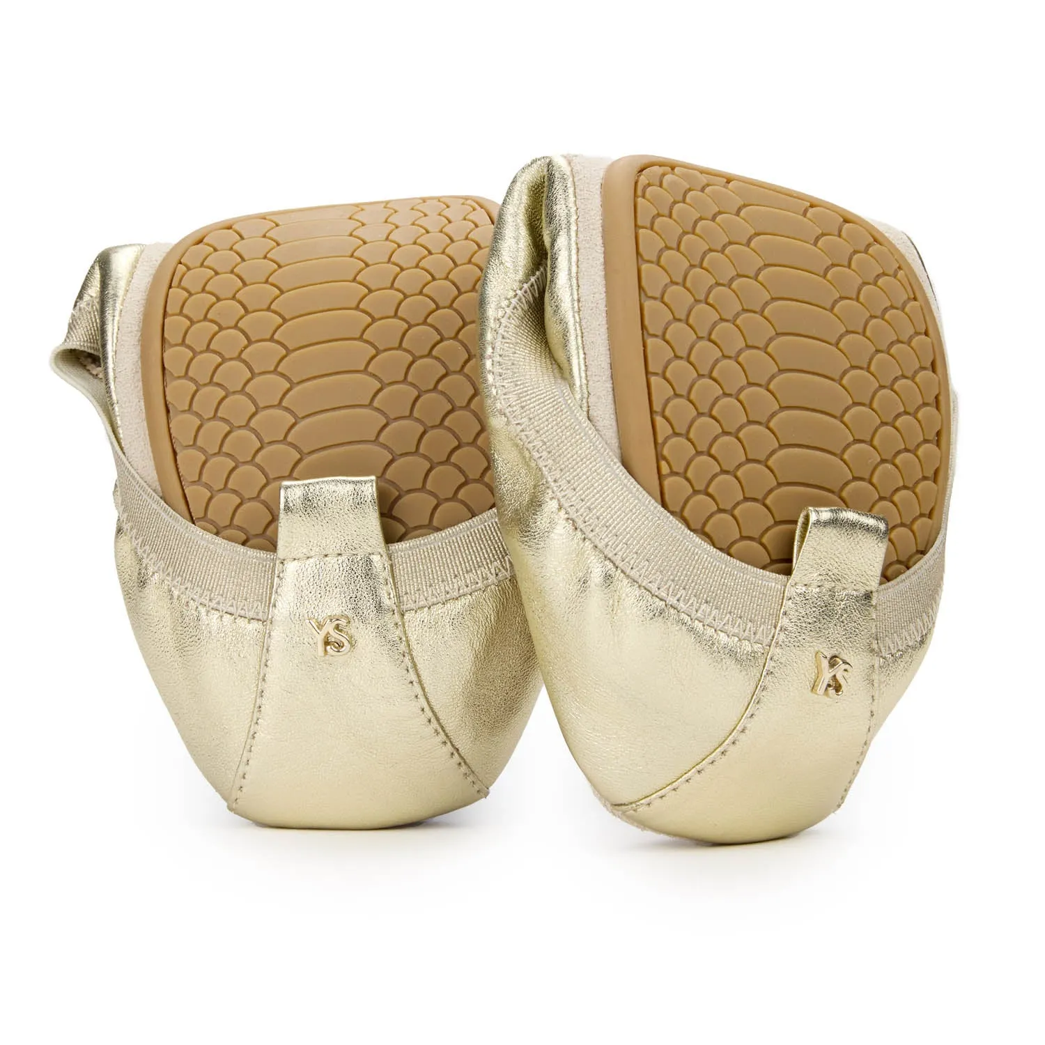 Samantha Foldable Ballet Flat in Gold & Silver