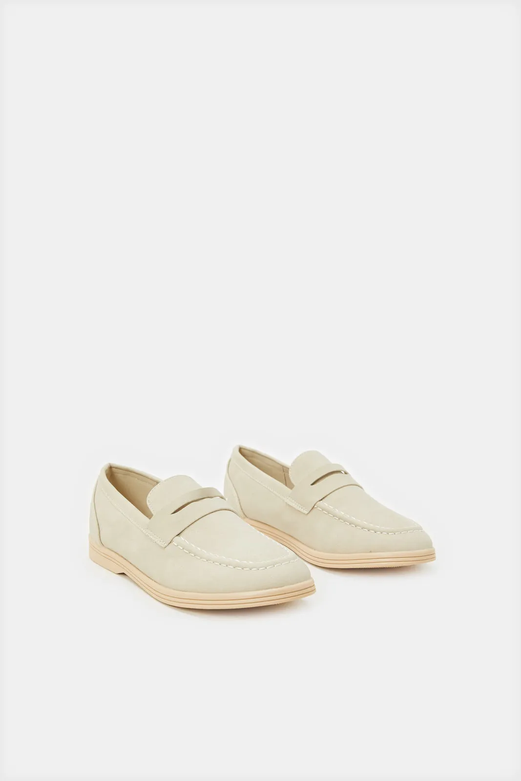 Senior Boys Beige Penny Loafers