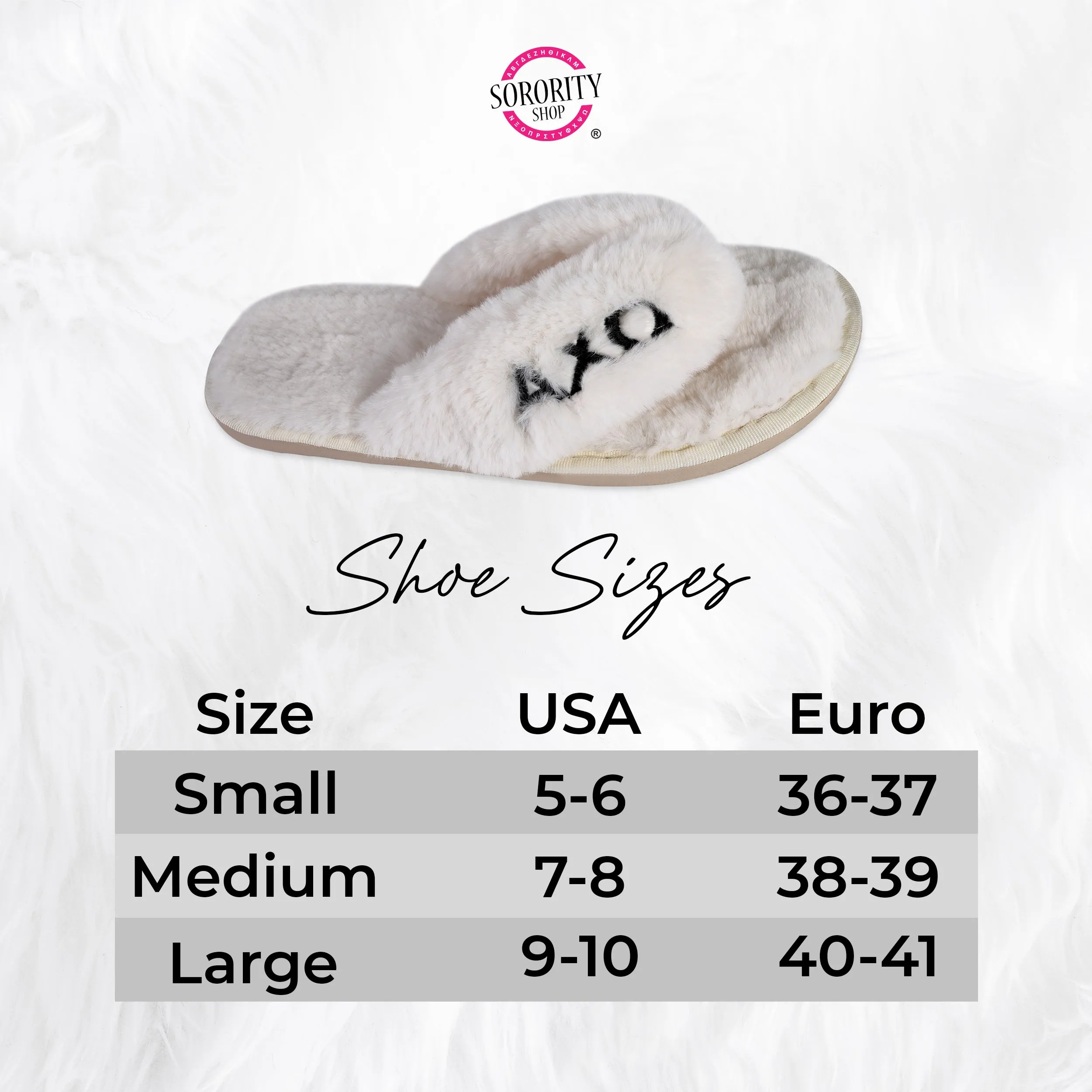 Sigma Sigma Sigma - Furry Slippers Women - With SSS Embroidery Logo