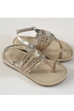 Silver and rose gold kolhapuri flats