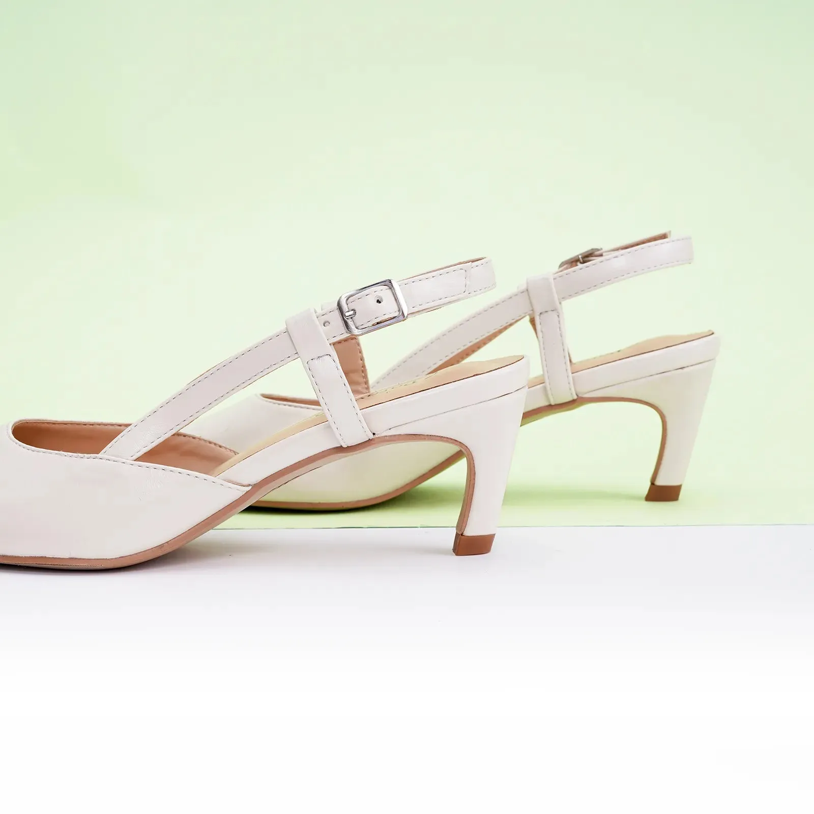 Sleek Slingback Pumps (Helen) White