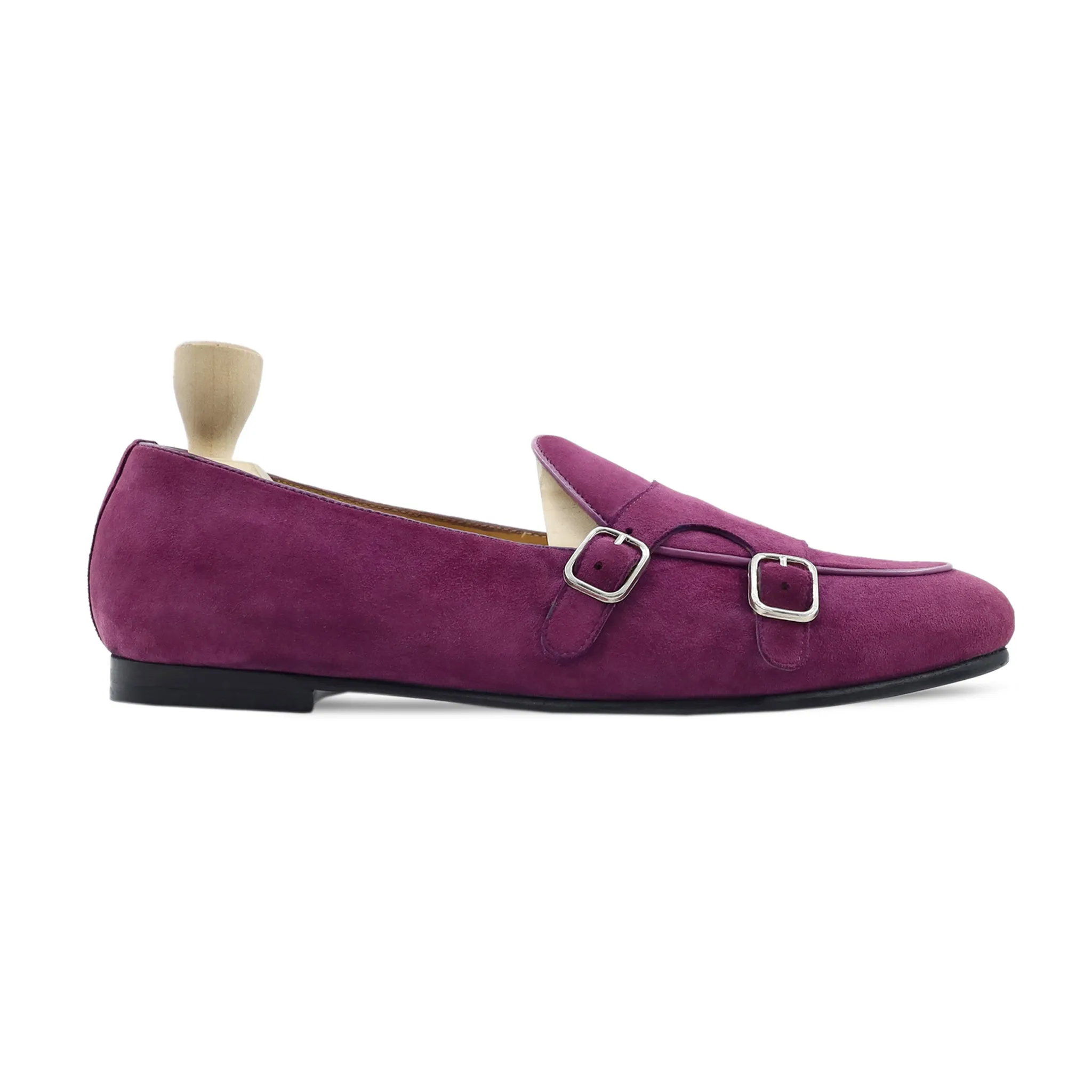 Sundsvall - Men's Boysenberry Kid Suede Double Monkstrap