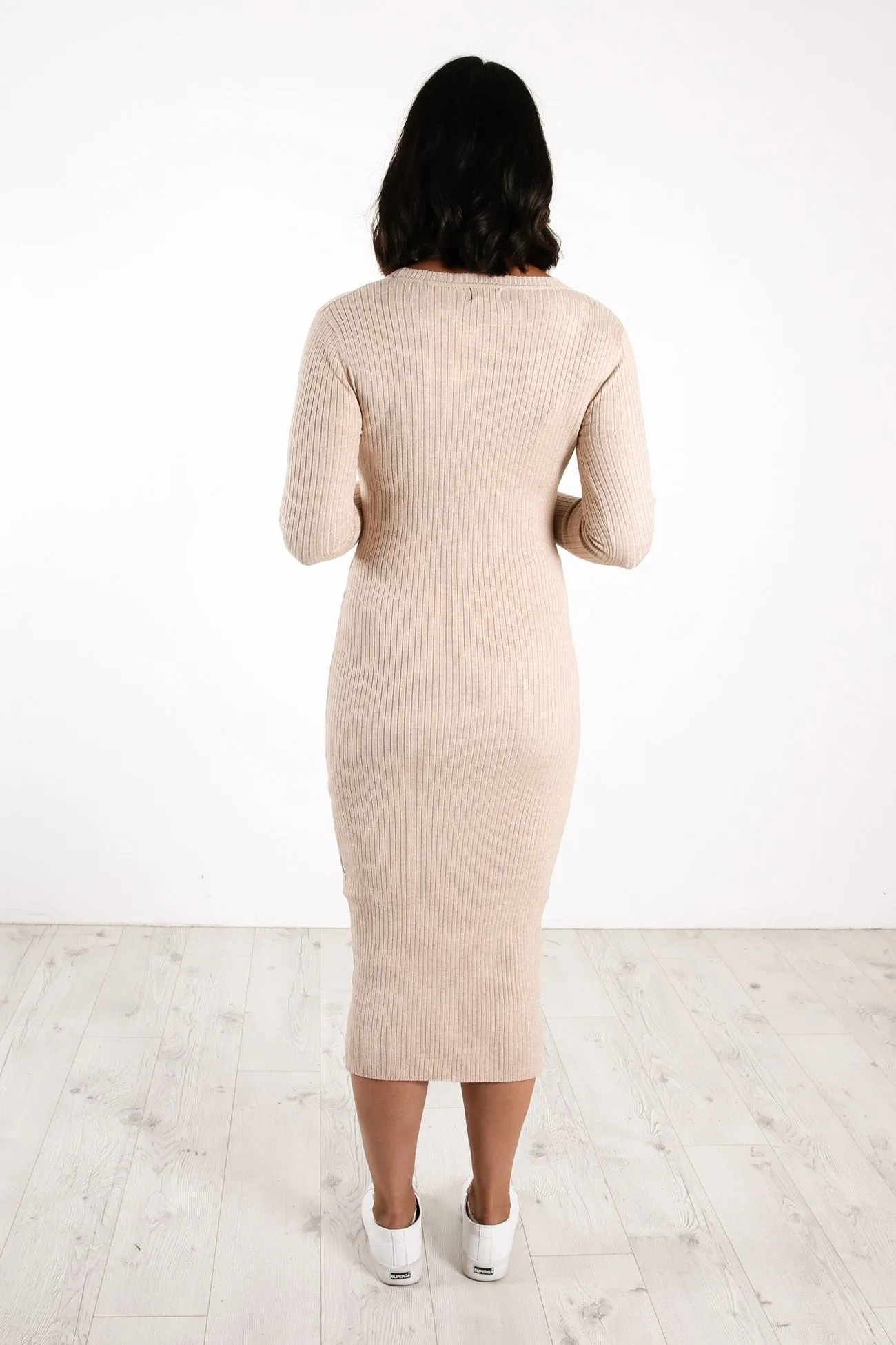 Toyah Ribbed Dress Beige