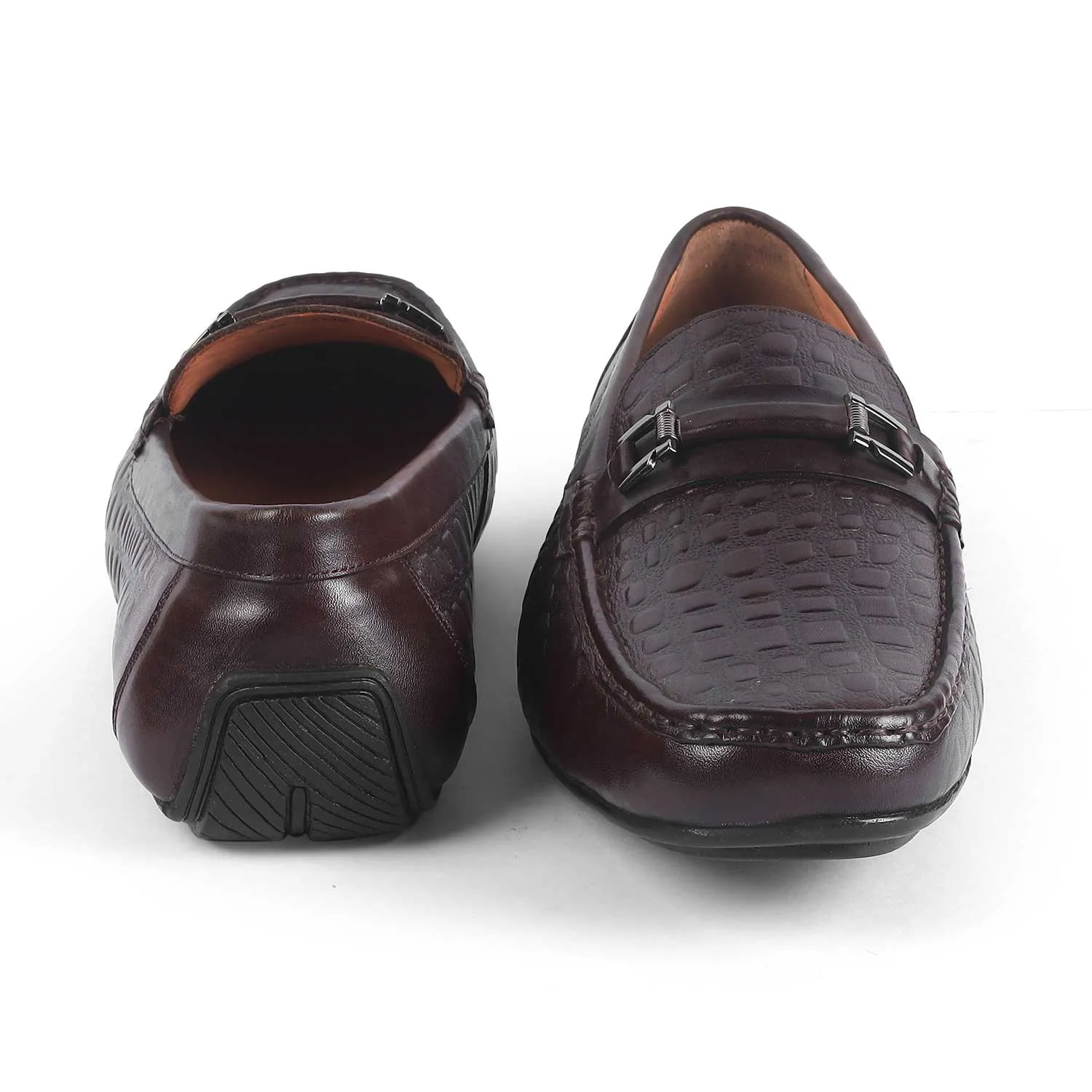 Tresmode Camil Brown Men's Leather Driving Loafers