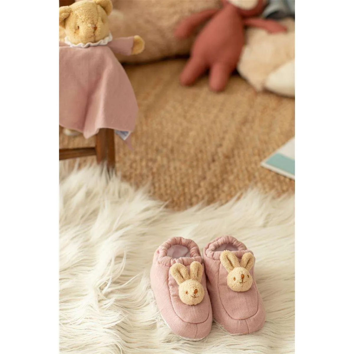 Trousselier Slippers Bunny 0-2 Years - Old Pink Organic Cotton