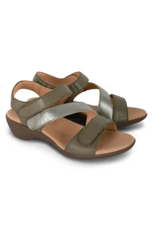 Velcro fastening Leather Sandal | Sage/Pewter | AWESOME AB