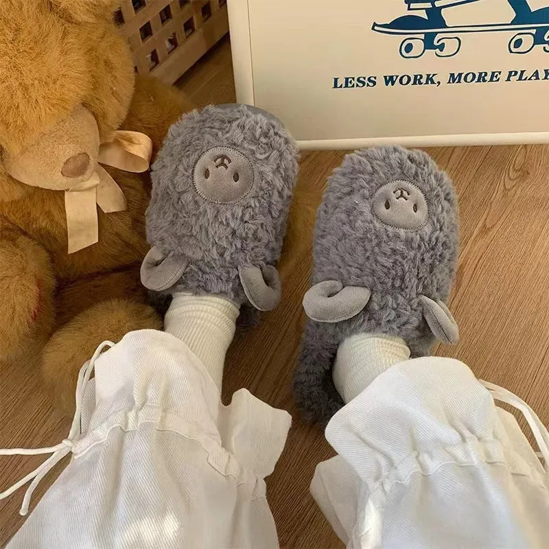 Warm Fuzzy Alpaca Llama Slippers