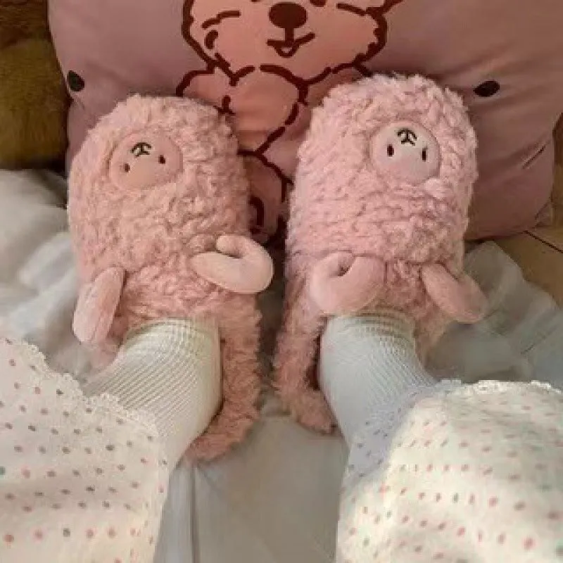 Warm Fuzzy Alpaca Llama Slippers