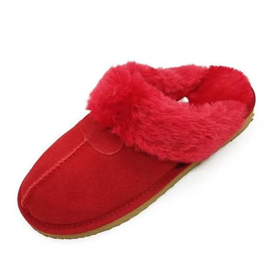 Women's winter closed toe faux fur slippers warm lining indoors shoes